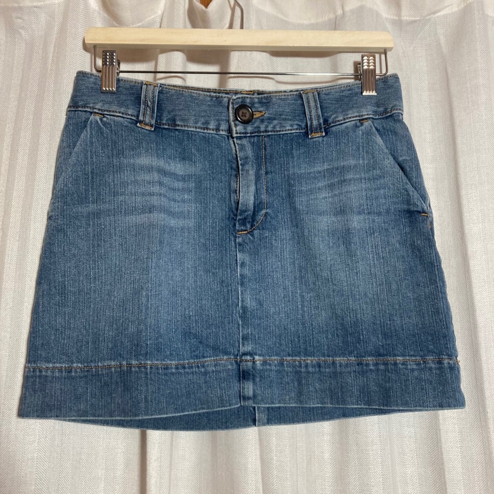 Y2K Preppy Gap Jeans Womens Blue Denim Mini Skirt 4 Medium Wash‎ Stretch 2008